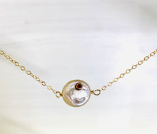 Load image into Gallery viewer, Coin Pearl (red stone) Necklace
