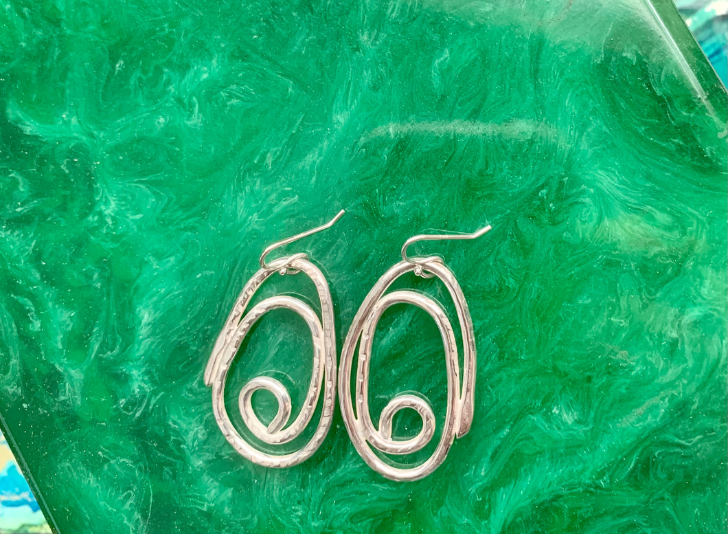 Sterling Loop-T-Loops (Hammered) Earrings #1