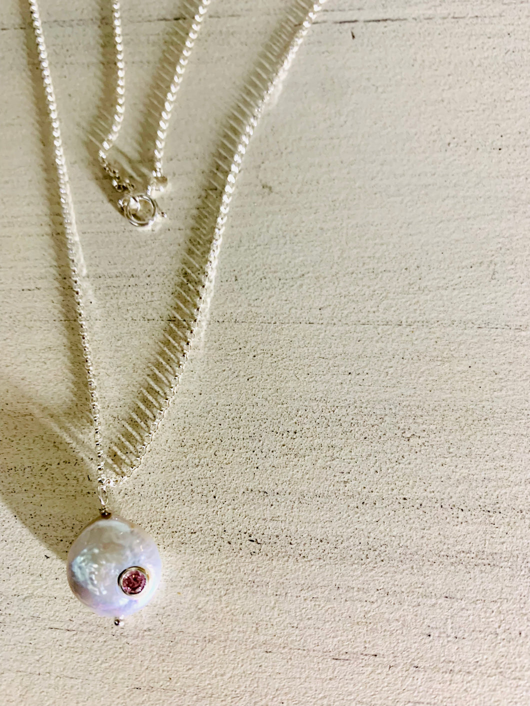 Coin Pearl (pink stone) Necklace