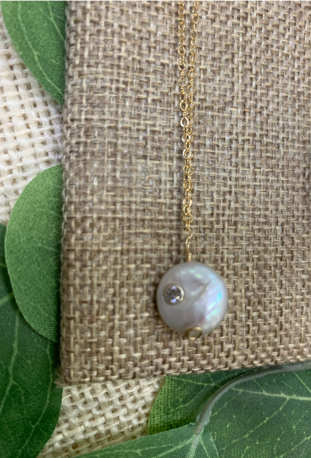 Coin Pearl (clear stone) necklace
