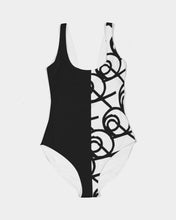Load image into Gallery viewer, Block black white Women&#39;s One-Piece Swimsuit
